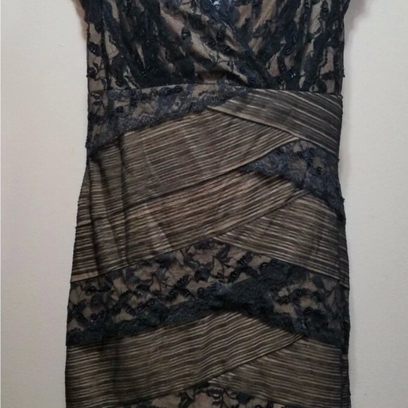 Marina Black & Nude Lace Cocktail Dress - Picture 3 of 8